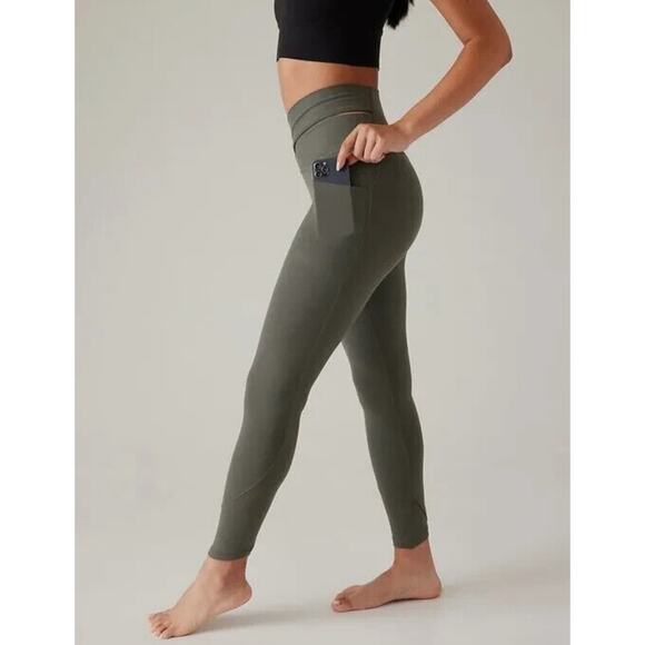 Athleta Salutation Stash Wrap Tight Leggings Hematite Grey Stretch Soft Sz XS - Picture 1 of 13